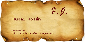 Hubai Jolán névjegykártya